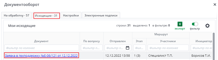 Исходящие